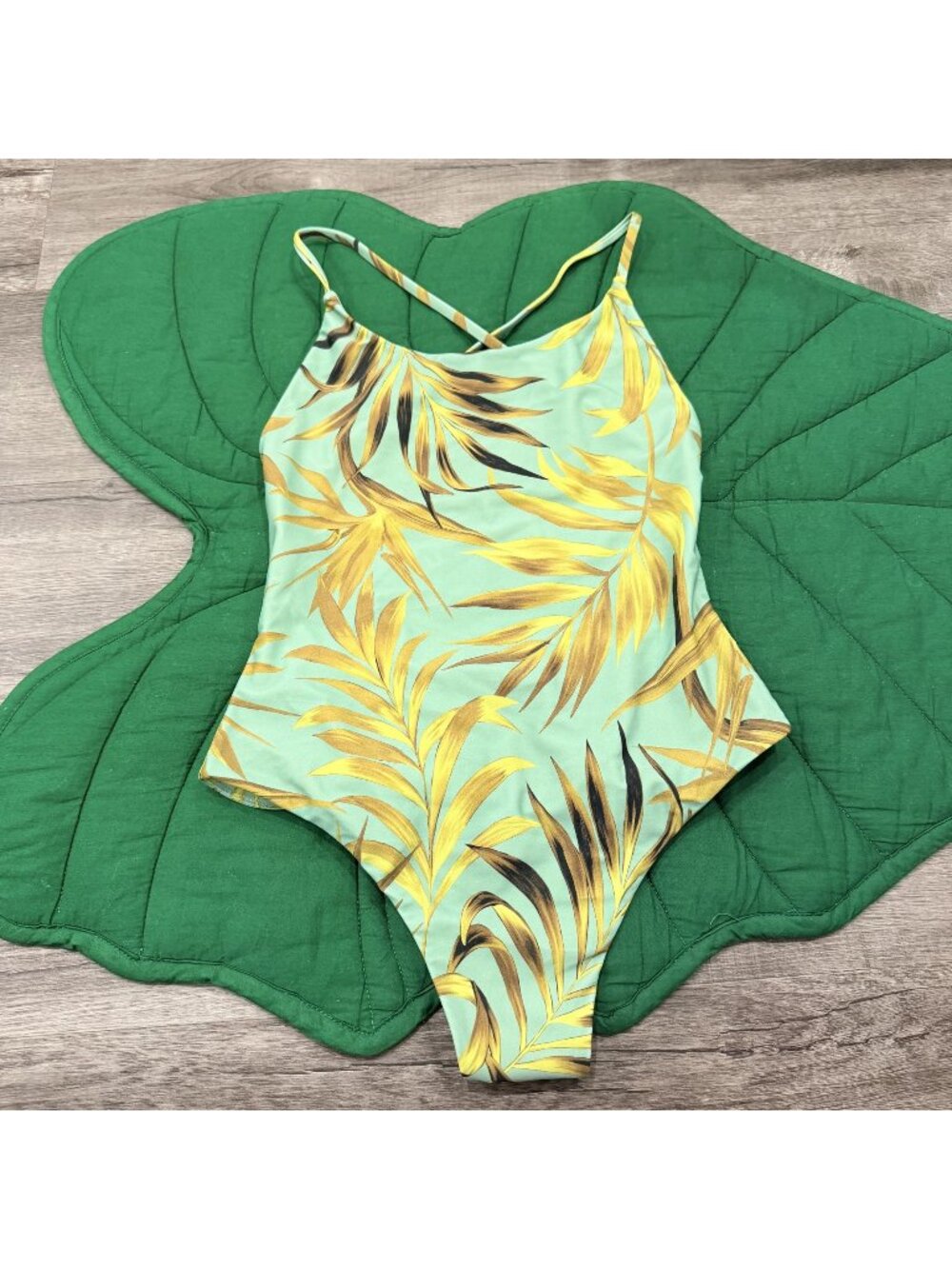 Mikoh Womens Small Paula Greenhouse Leaf Tropical Print One Piece Swimsuit